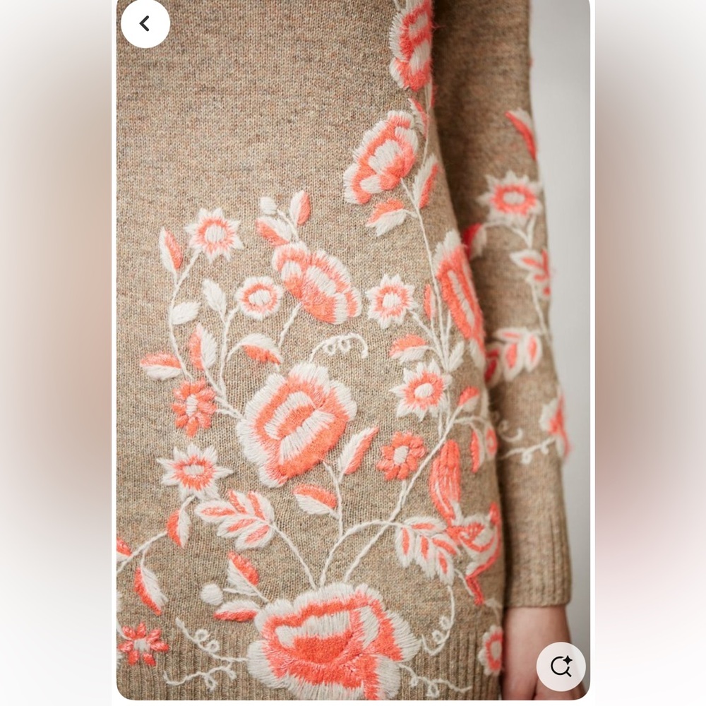 Anthropologie Sleeping On Snow Embroidered Ranunculus Tunic Sweater - Picture 4 of 6